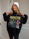 Tilly Black Monster Mash Oversized Mockneck Crew