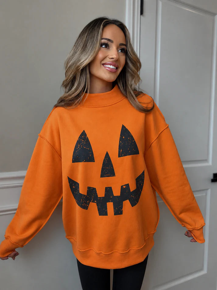Tilly Pumpkin' Orange Reversible Oversized Mockneck Crew