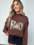 Tilly Boo Camo Brown Reversible Oversized Mockneck Crew