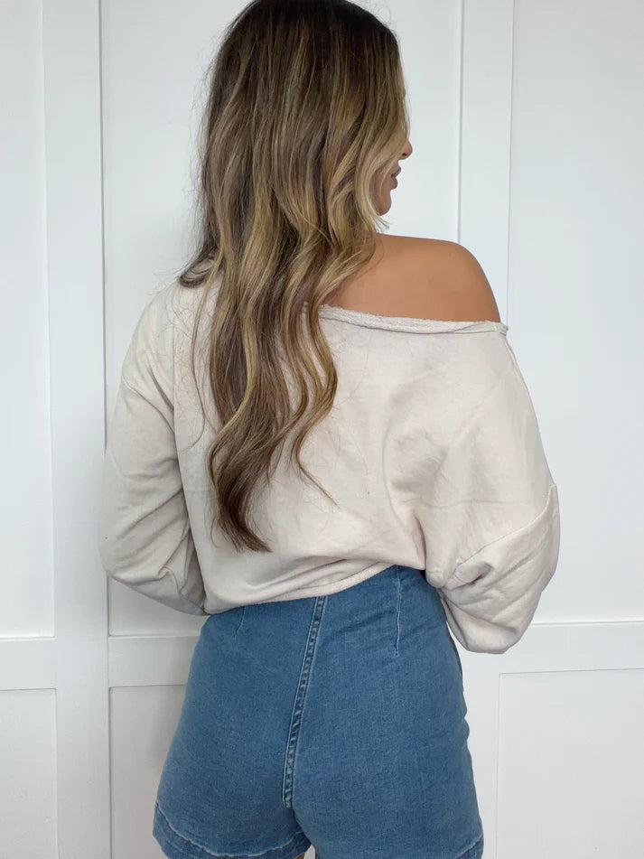 Isla Boat Neck Cropped Sweatshirt