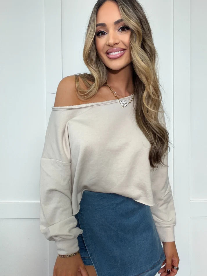 Isla Boat Neck Cropped Sweatshirt